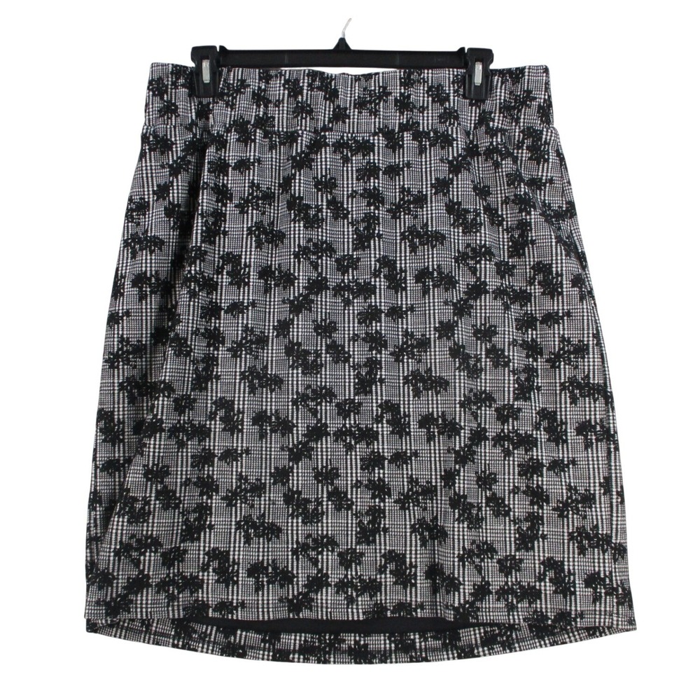 Hawthorn Womens 2X Black White Plaid‎ Floral Mini Skirt Elastic Waist WPK20268